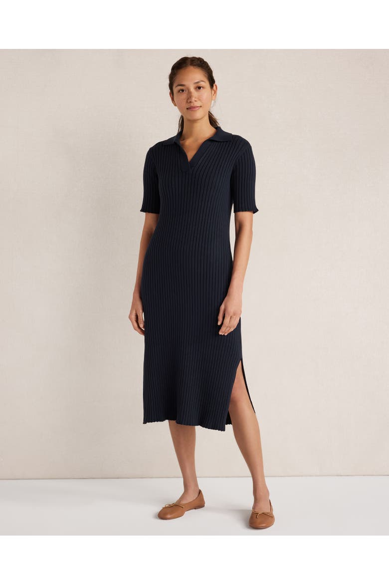 Organic Cotton Ribbed Midi Dress, Main, color, Nightfall