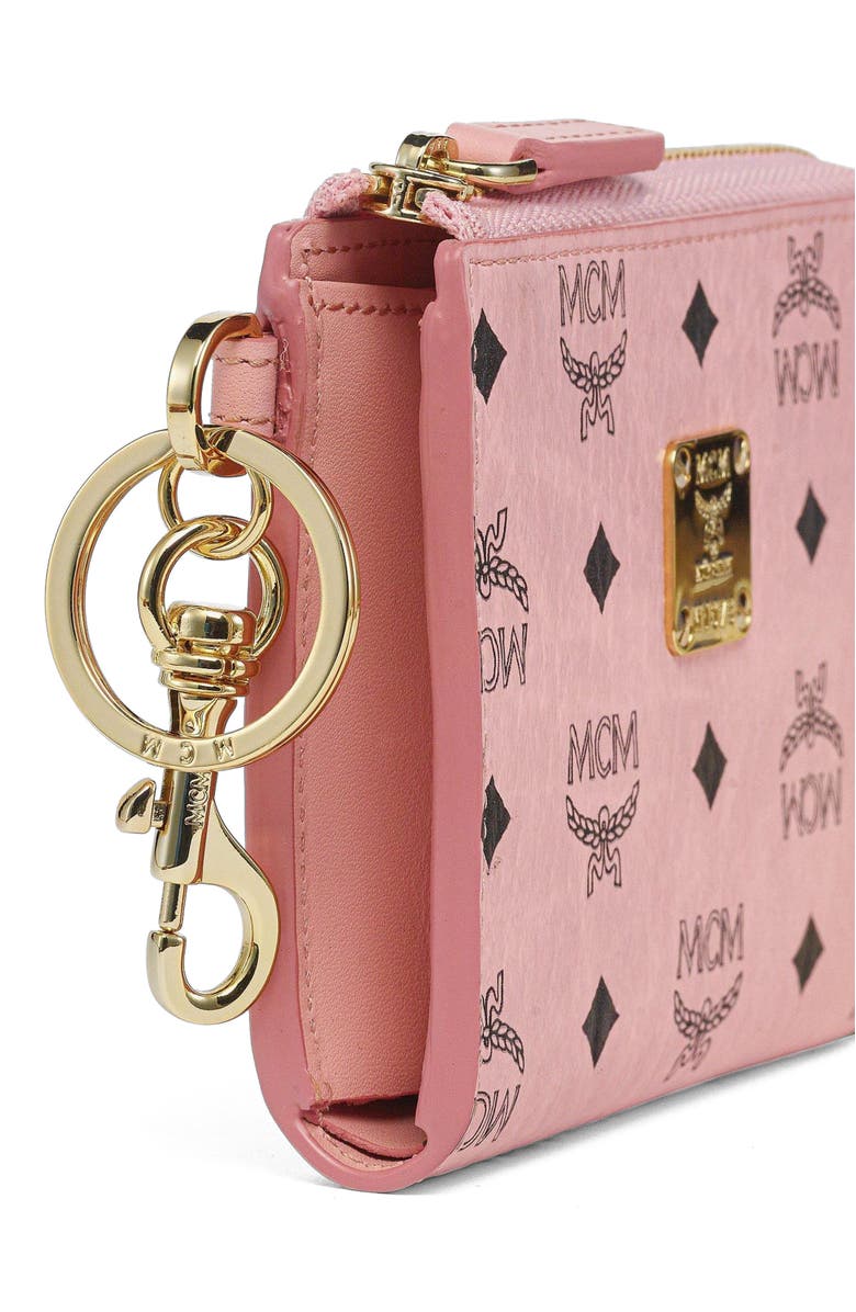MCM Aren Card Pouch in Visetos, Alternate, color, Soft Pink