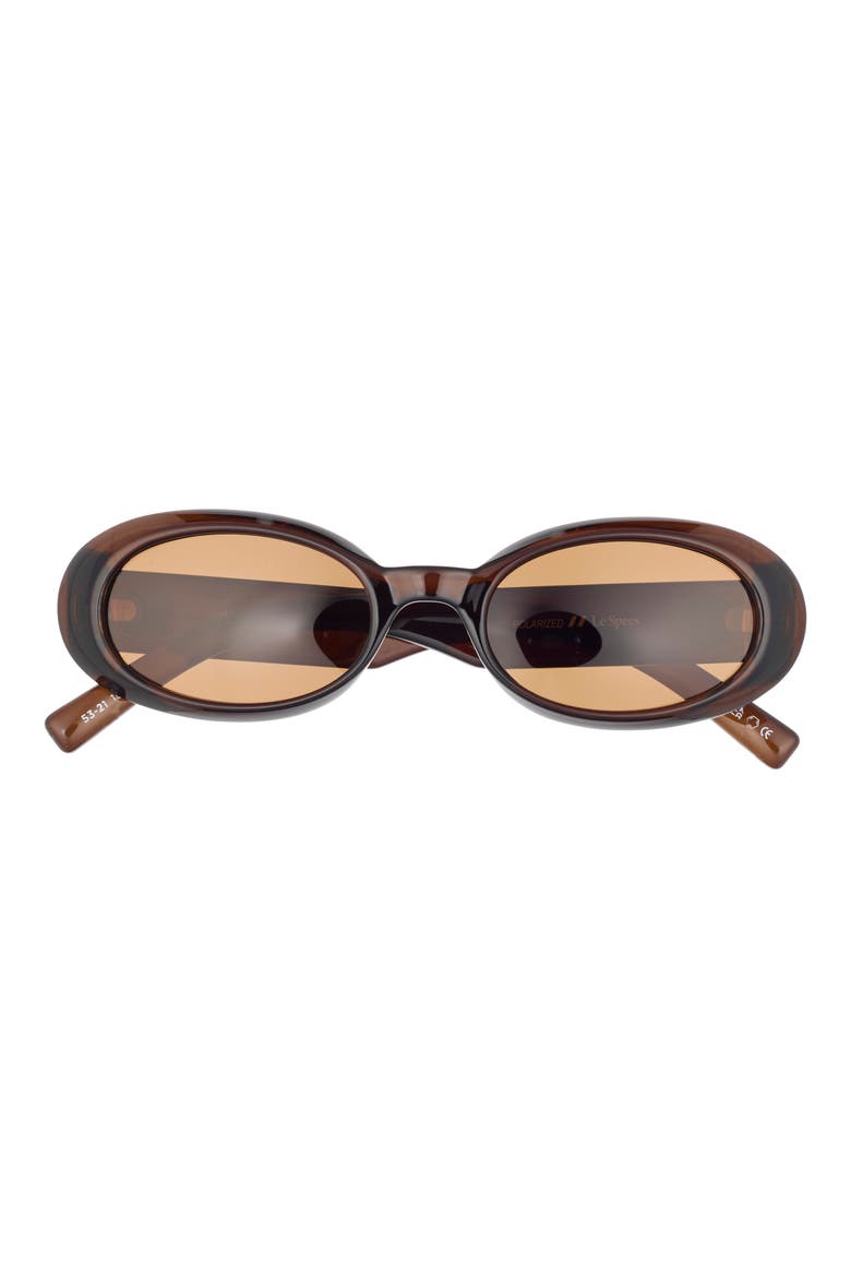 Work It 53mm Polarized Oval Sunglasses, Main, color, COCOA