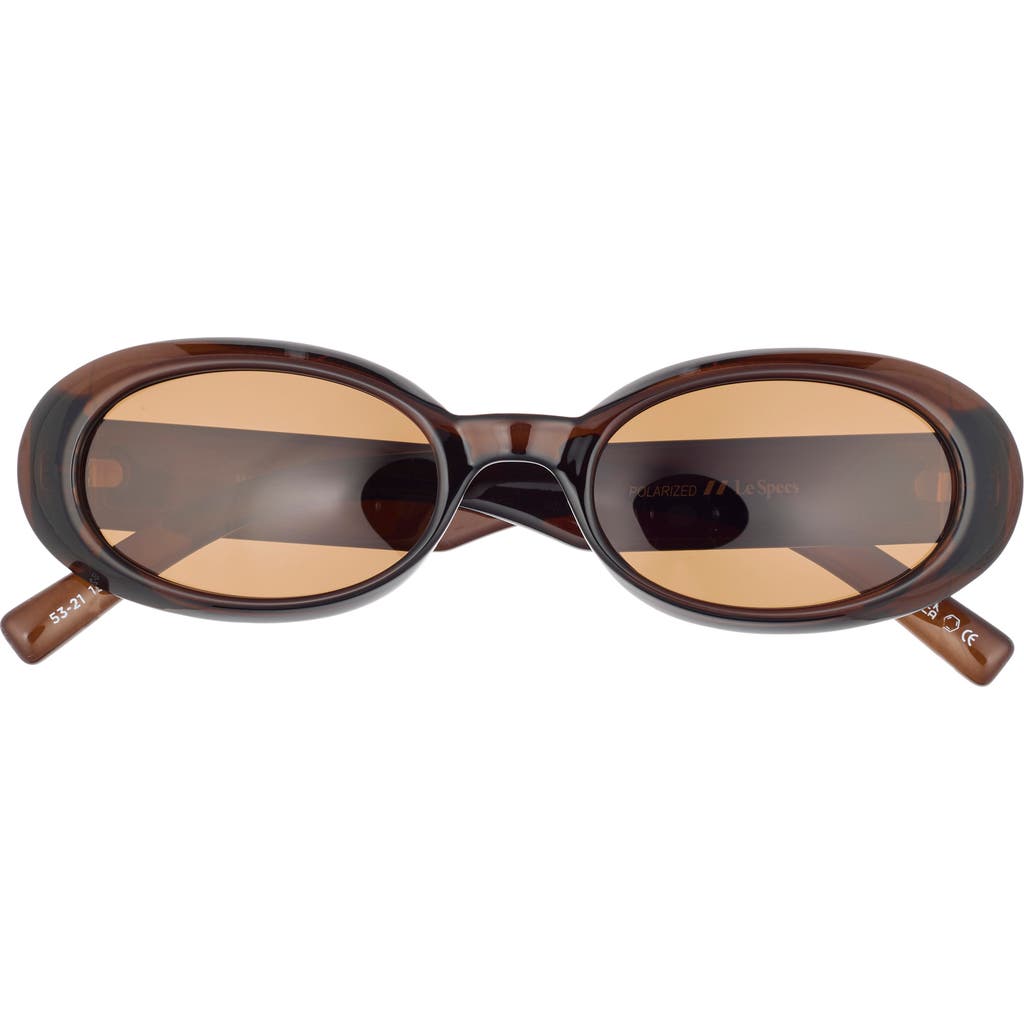 Le Specs Work It 53mm Polarized Oval Sunglasses In Brown