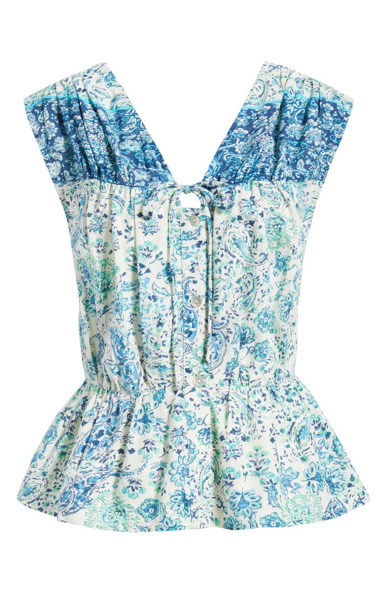 CITY BLUES Paisley Print Sleeveless Peplum Shirt, Alternate, color, 