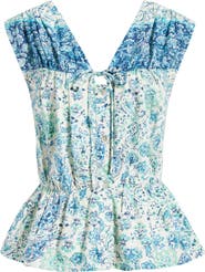 CITY BLUES Paisley Print Sleeveless Peplum Shirt