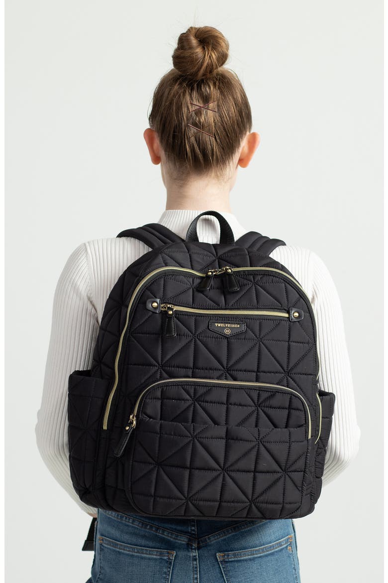 Companion Quilted Nylon Diaper Backpack, Alternate, color, BLACK