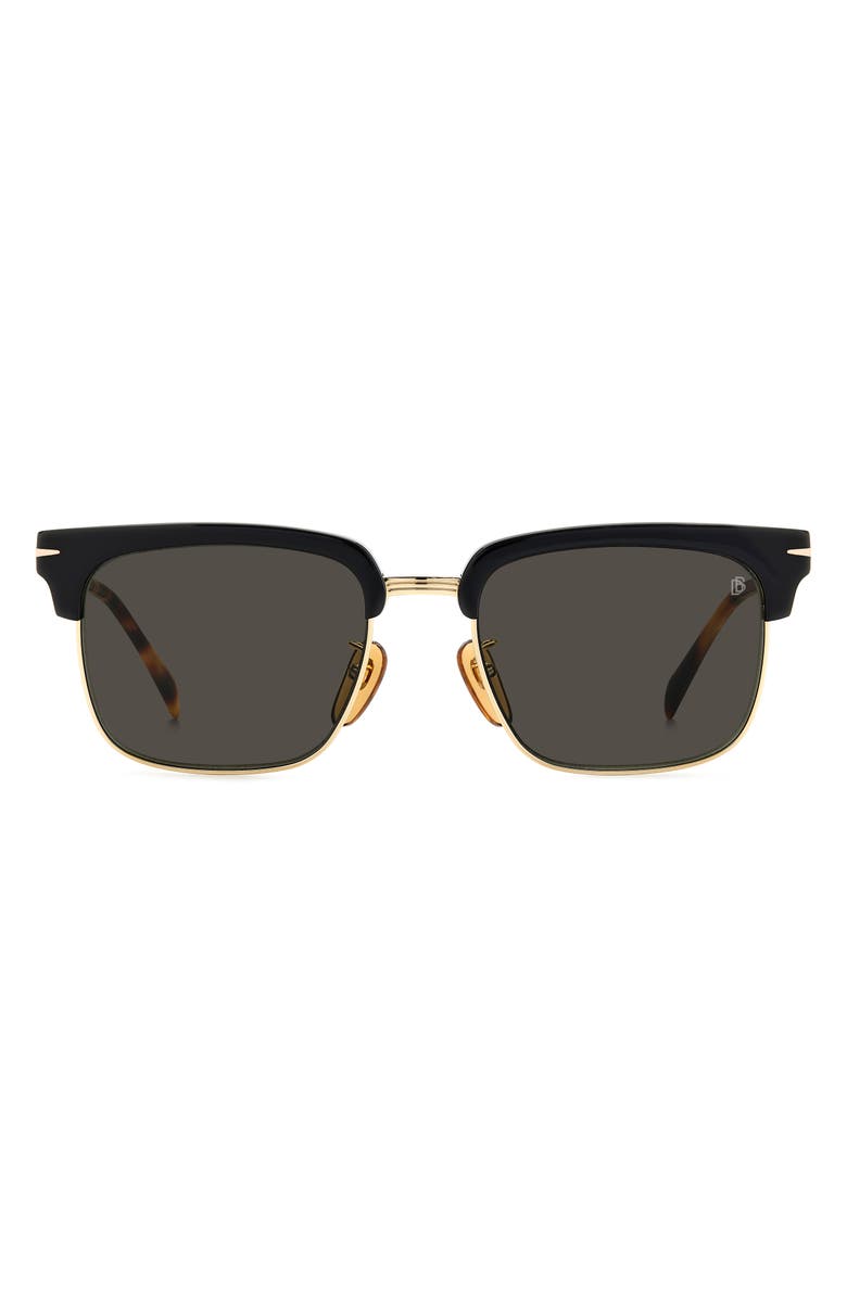 David Beckham Eyewear 55mm Rectangular Sunglasses, Main, color, Black Havana Gold