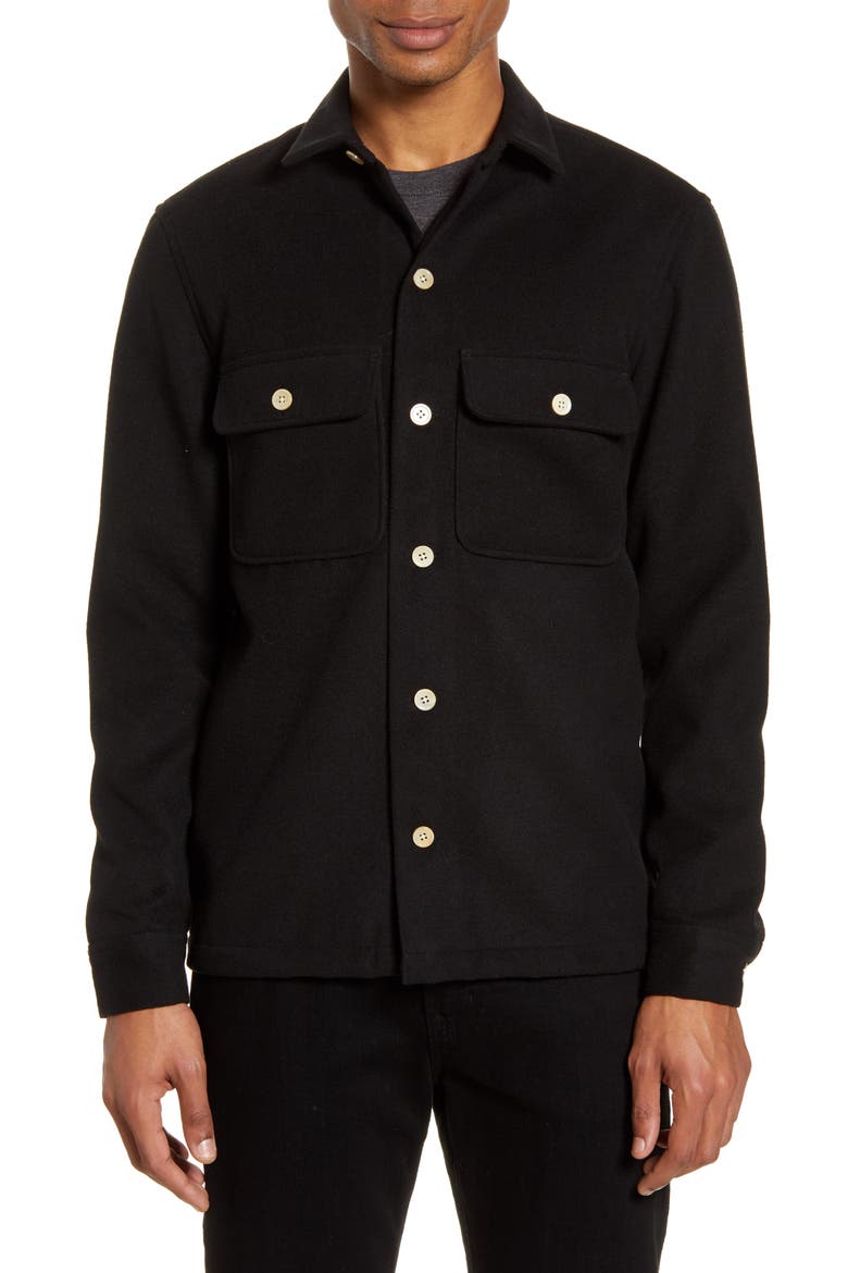 Lamoure Slim Fit Button-Up Chamois Shirt Jacket, Alternate, color, JET BLACK