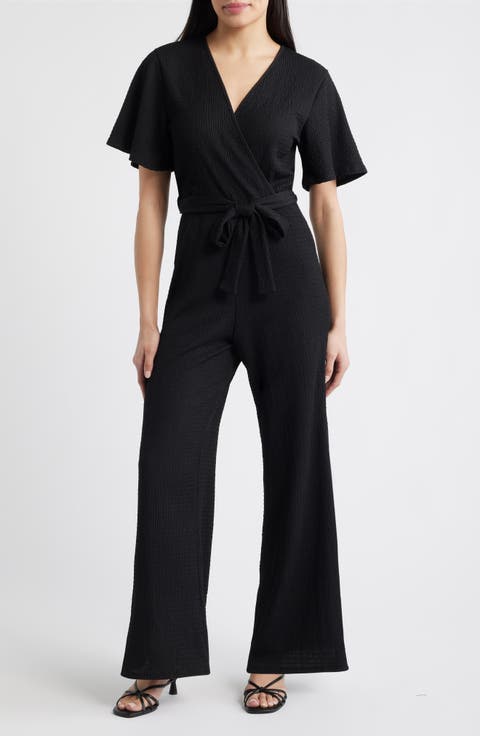Flutter Sleeve Textured Jumpsuit