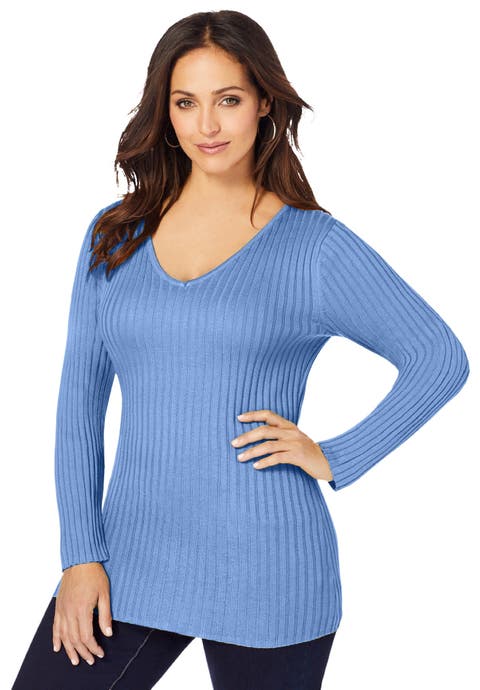 V-Neck Ribbed Sweater