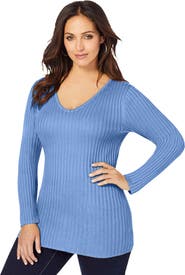 Jessica London V-Neck Ribbed Sweater