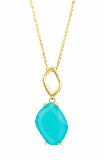 Faceted Stone Drop Pendant Necklace