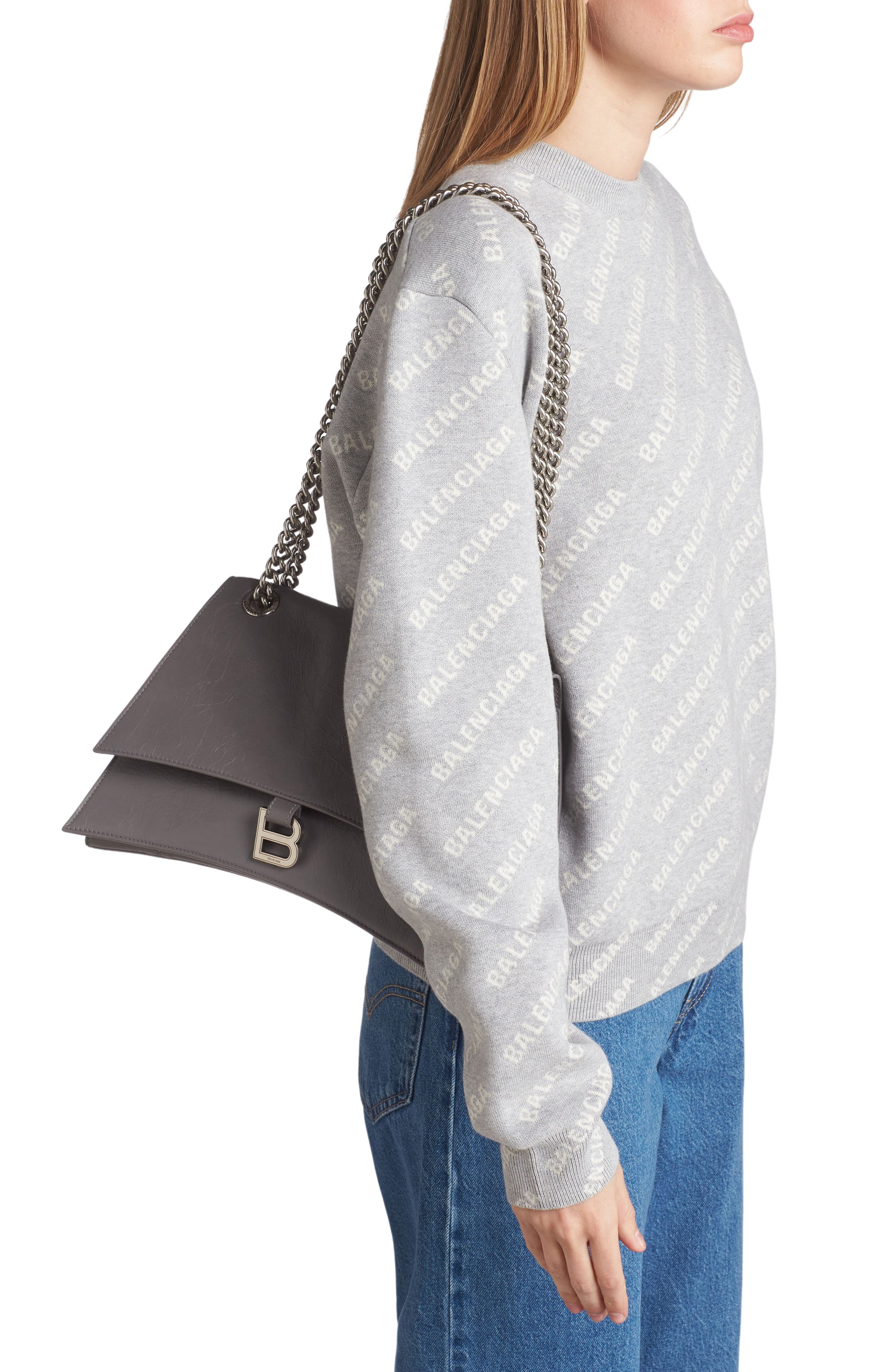 Balenciaga Crush Crushed Leather Shoulder Bag, Alternate, color, 