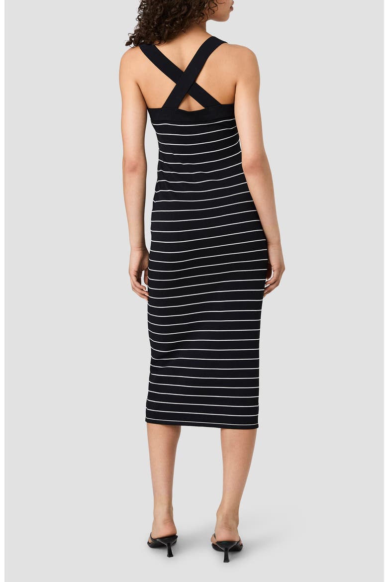 Stripe Cross Back Body-Con Sweater Dress, Alternate, color, BLACK-SUMMER WHITE