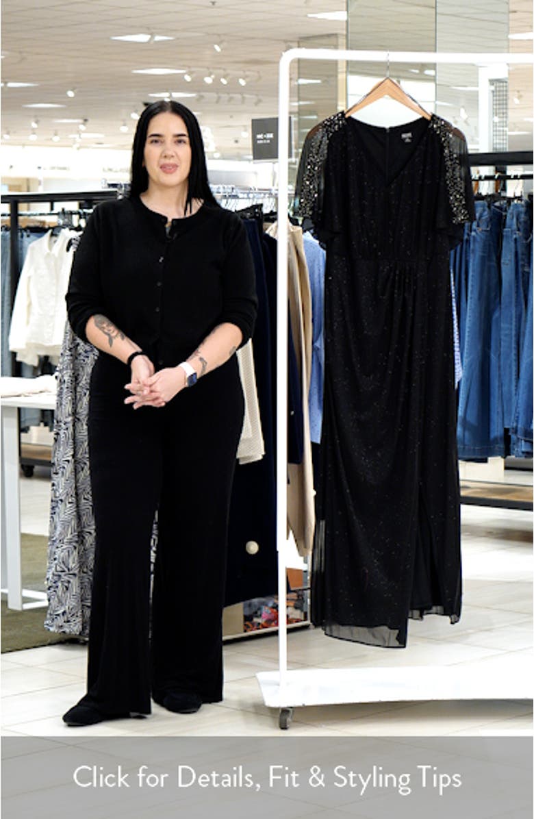 Draped Glitter Mesh Gown, sales video thumbnail