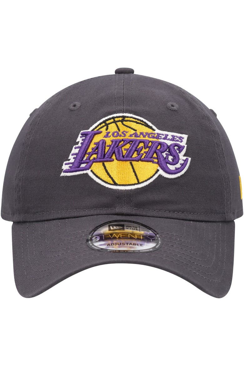 Men's New Era Charcoal Los Angeles Lakers Team 2.0 9TWENTY Adjustable Hat, Alternate, color, Charcoal