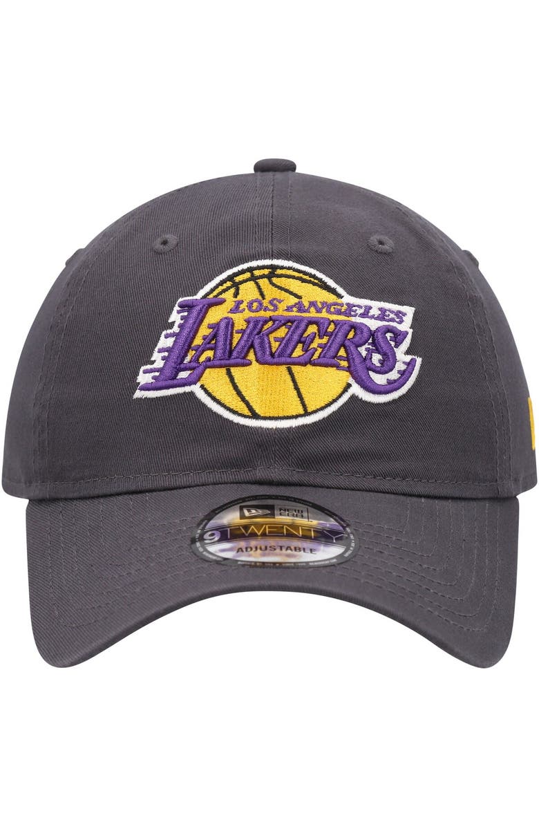 New Era Men's New Era Charcoal Los Angeles Lakers Team 2.0 9TWENTY Adjustable Hat, Alternate, color, Charcoal
