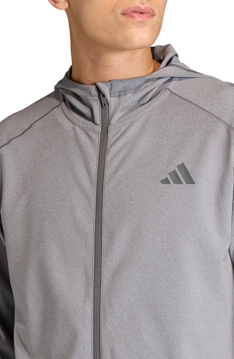 adidas Puremotion Zip-Up Hooded Jacket, Alternate, color, Grey Five Melange