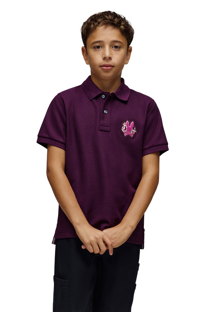 Psycho Bunny Kids' Auguste Piquè Polo, Alternate, color, Potent Purple