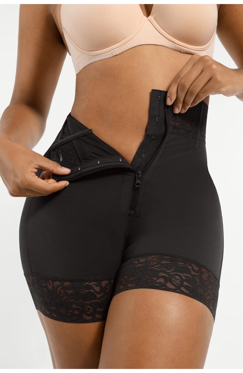 Shapellx Mid-Rise Steel Boned Butt-Lifting Shorts, Alternate, color, Onyx Black