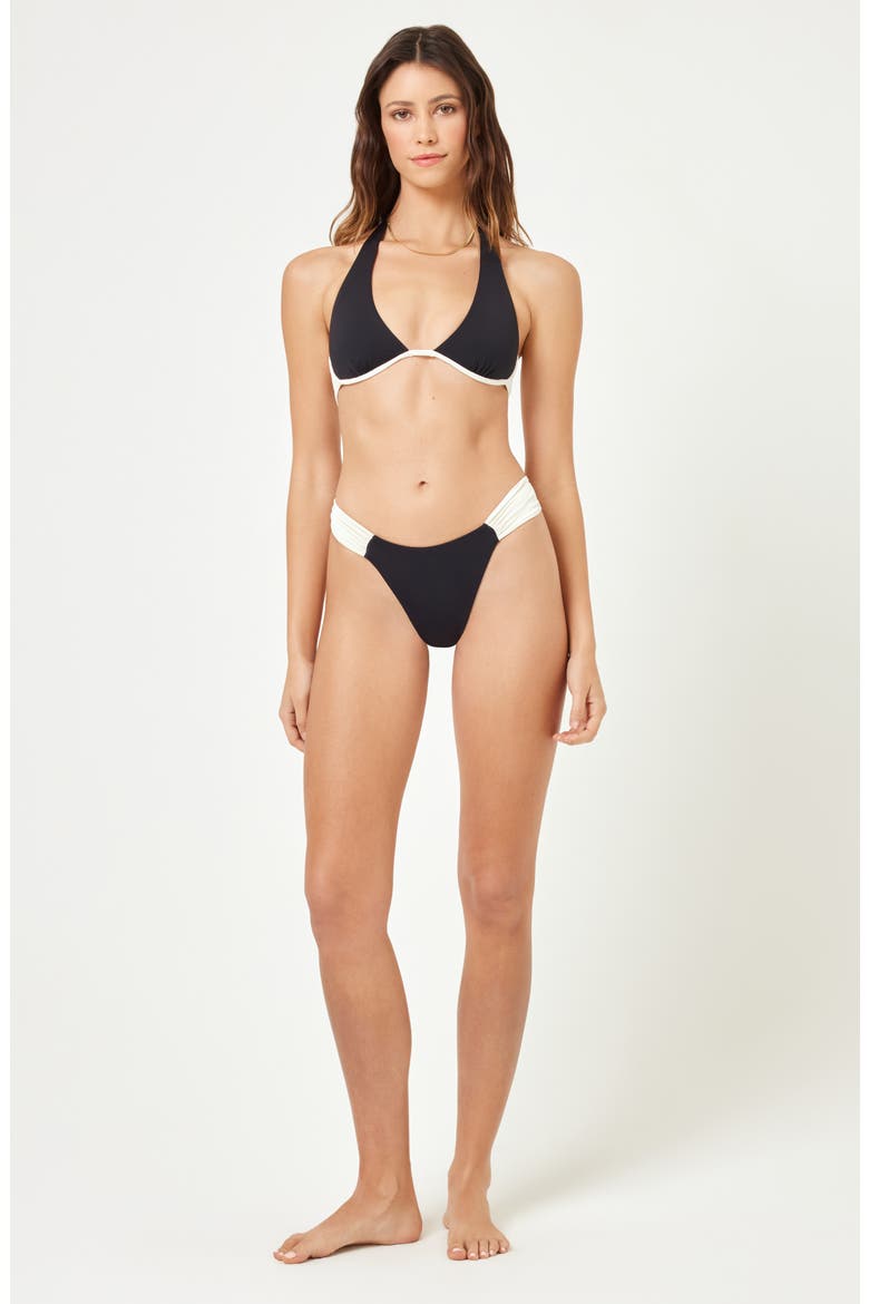 Dolce Bitsy Bikini Bottoms, Alternate, color, BLACK/ CREAM
