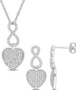 DELMAR Pavé Heart Pendant Necklace & Drop Earrings - 0.5ct.