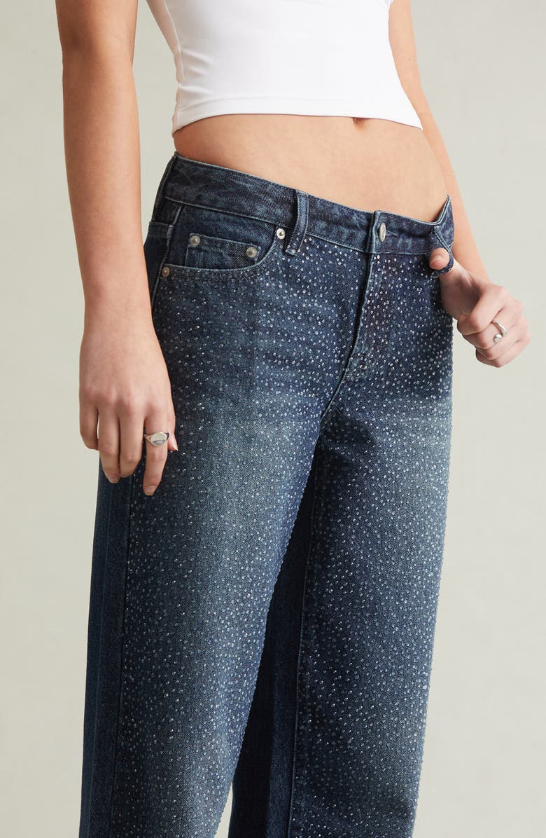 PacSun Dannessa Diamante Baggy Jeans, Alternate, color, Dark Indigo