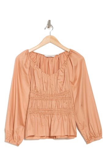 REBECCA TAYLOR REBECCA TAYLOR SMOCKED PEPLUM TOP