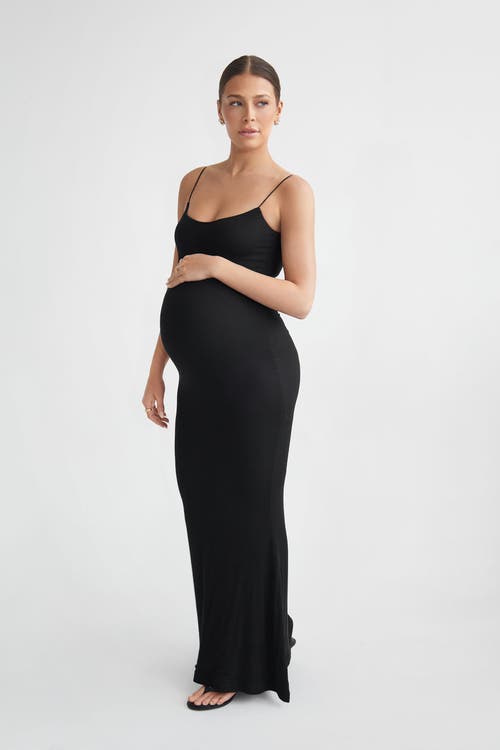 Lo+jayne The Maxi Corded Straps Ribbed Dress In Black