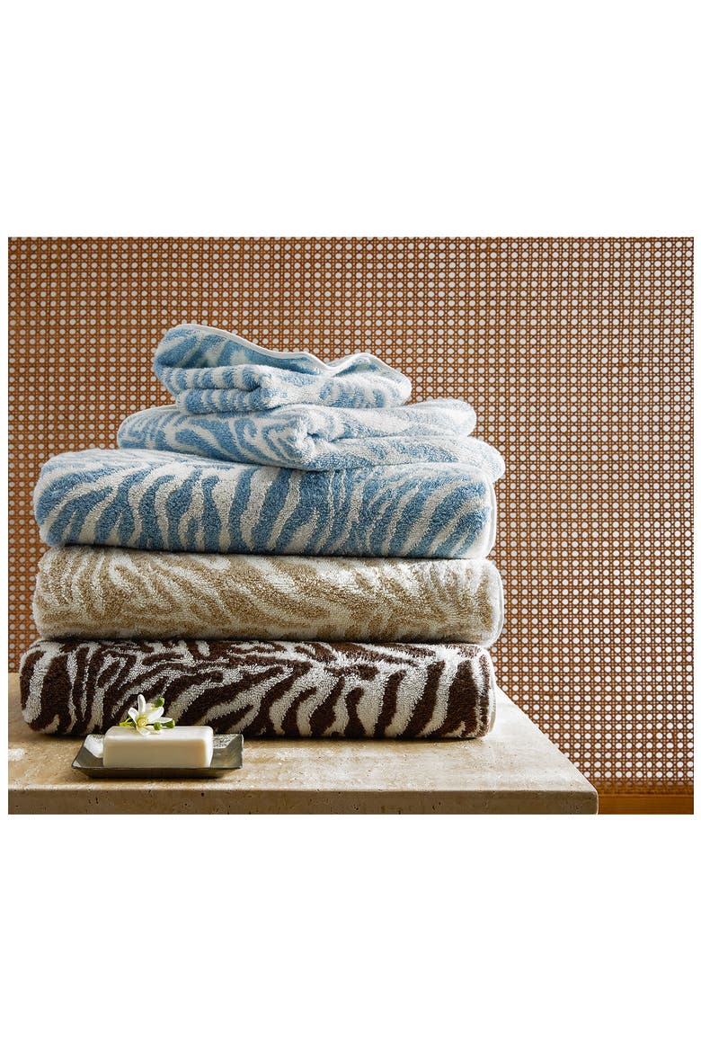 Regine Zebra Stripe Cotton & Linen Towel, Alternate, color, HYDRANGEA