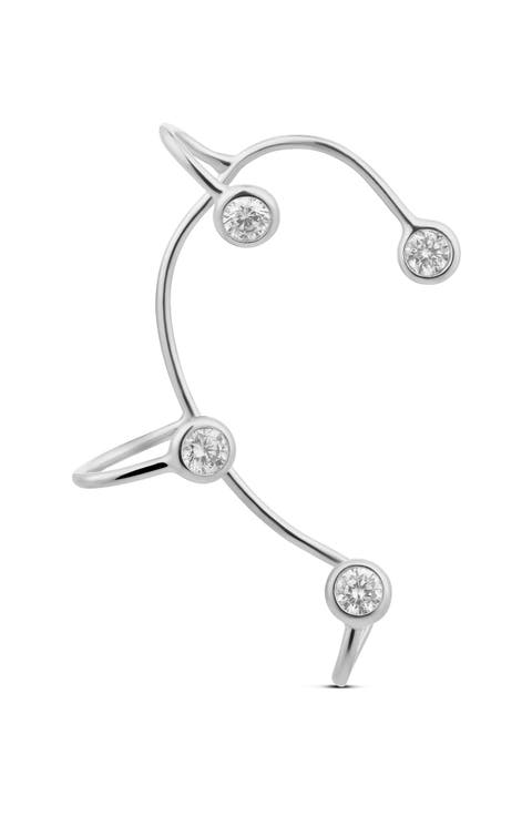 Round Bezel Set Cubic Zirconia Ear Cuff
