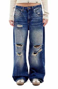 BDG Urban Outfitters Jaya Distressed Low Rise Wide Leg Jeans