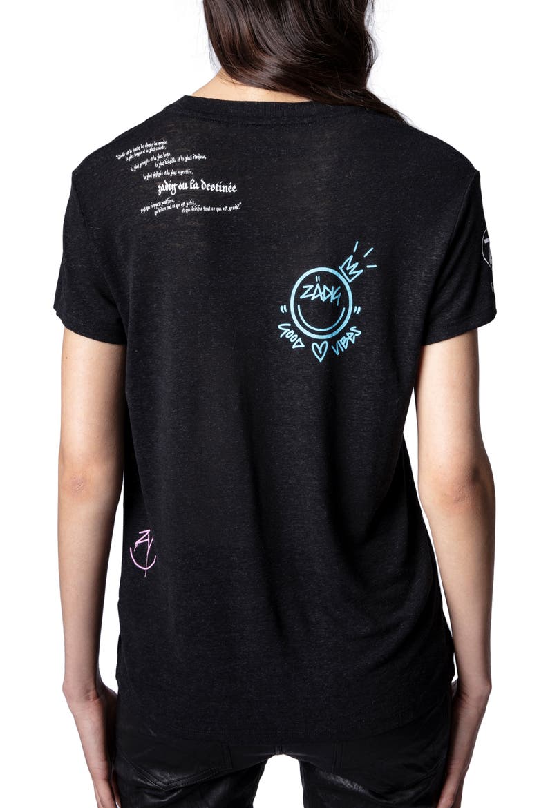 Walk Linen Blend Graphic Tee, Alternate, color, NOIR