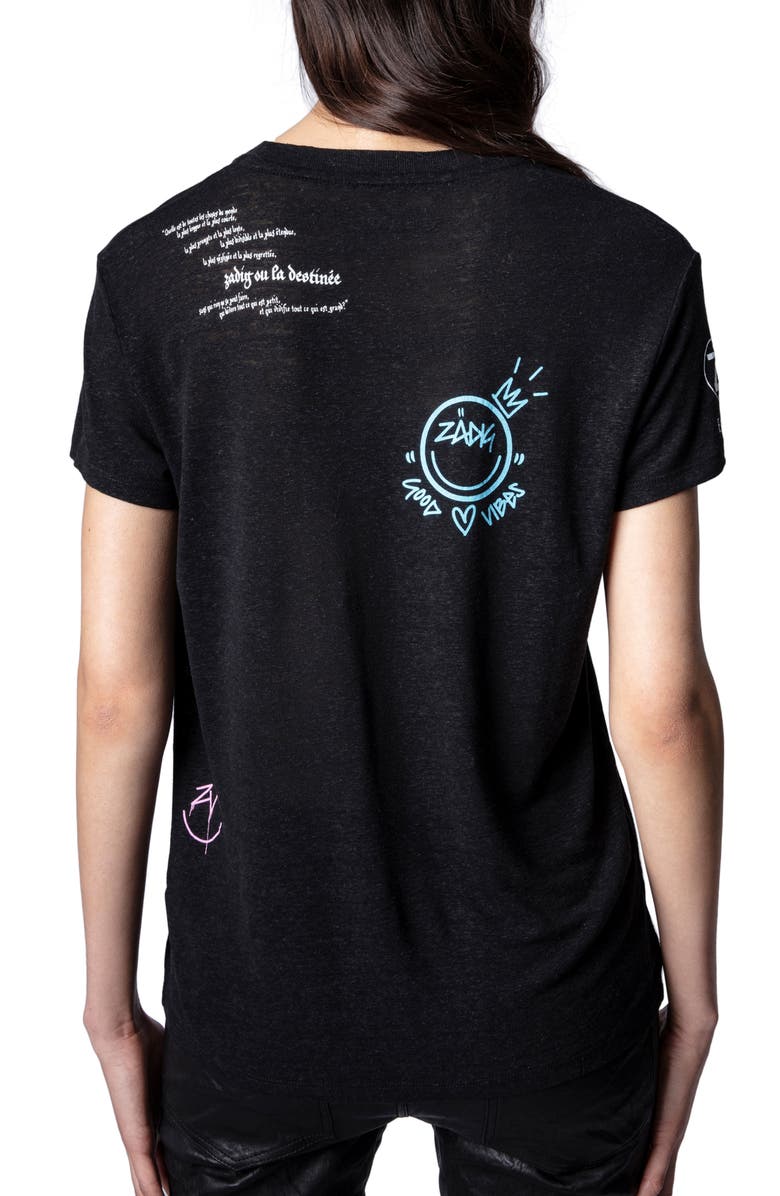 Zadig & Voltaire Walk Linen Blend Graphic Tee, Alternate, color,