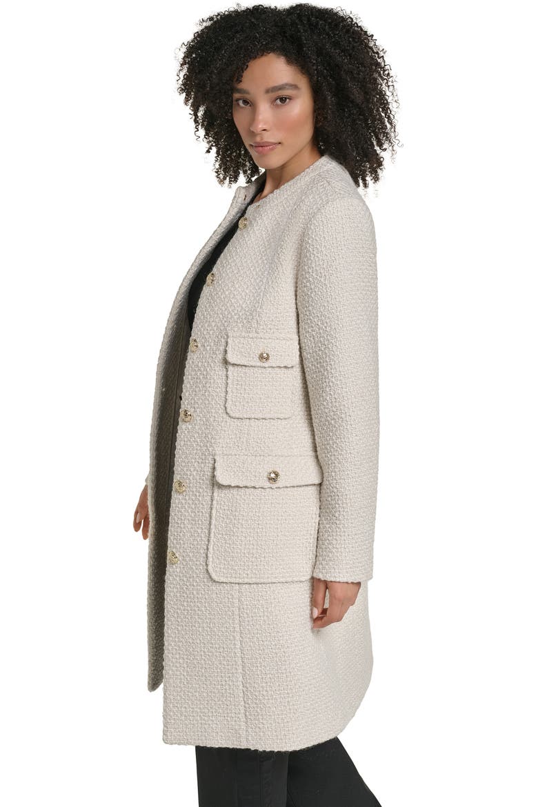 Collarless Wool Blend Coat, Alternate, color, IVORY
