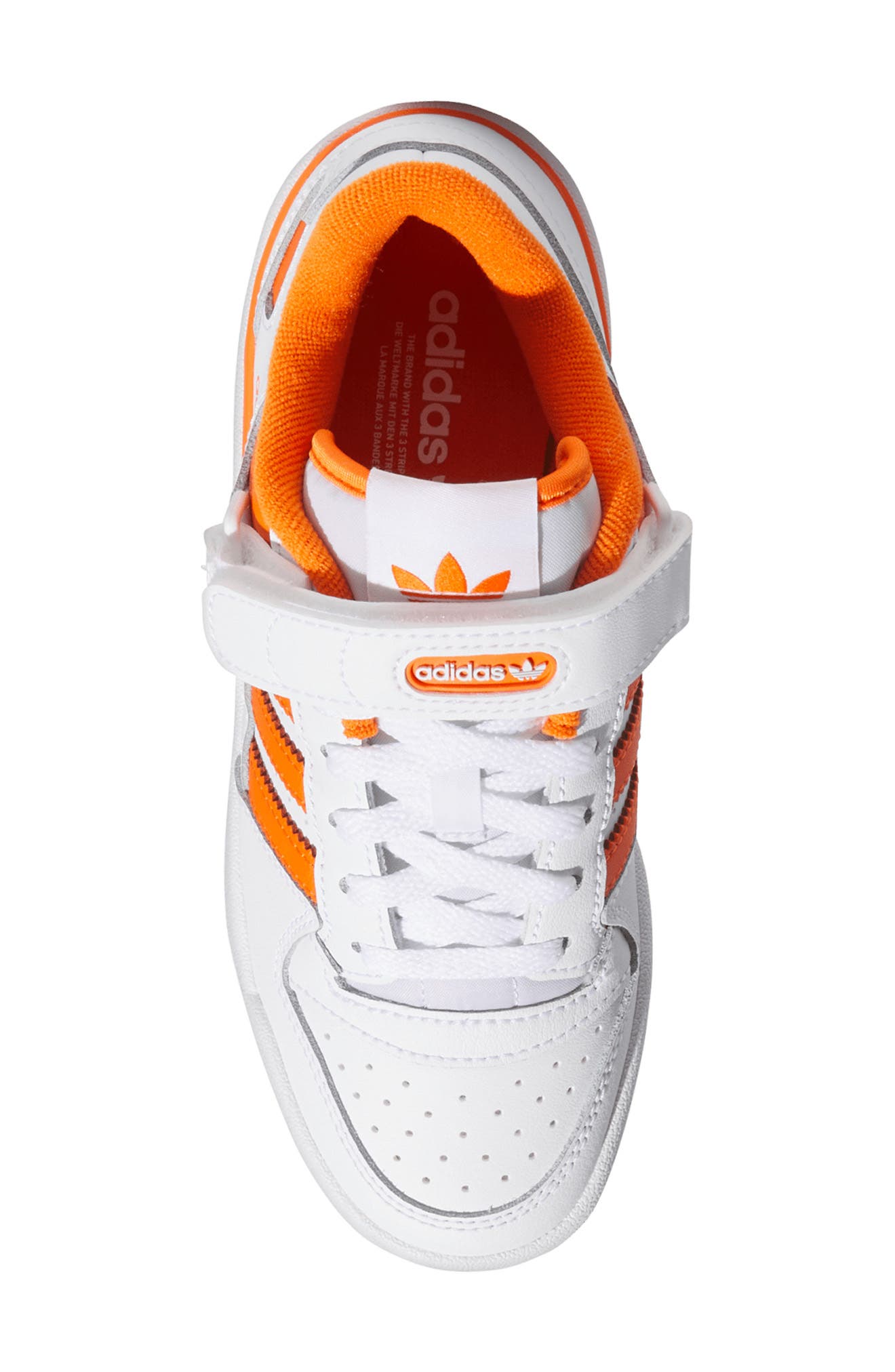 adidas Kids' Forum Basketball Sneaker, Alternate, color, White/ Orange/ White