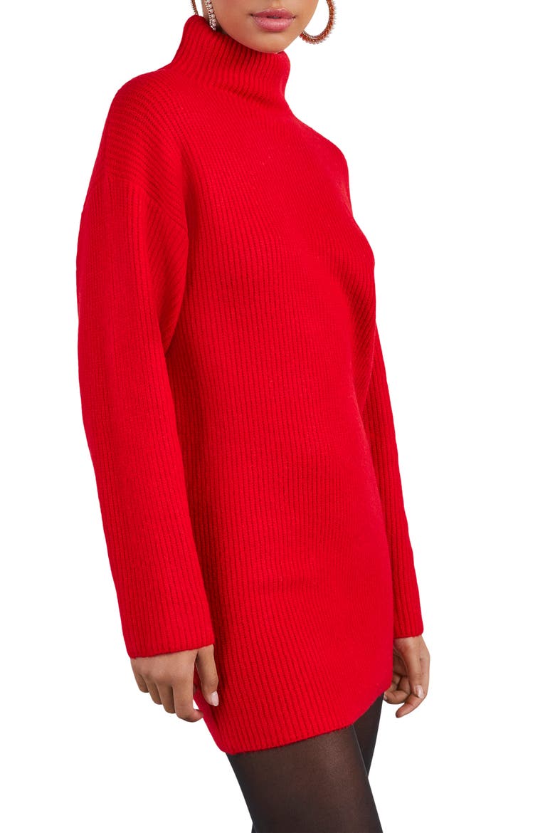 Uptown Turtleneck Long Sleeve Sweater Dress, Alternate, color, RED