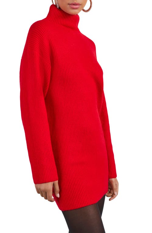 Vici Collection Uptown Turtleneck Long Sleeve Sweater Dress In Red