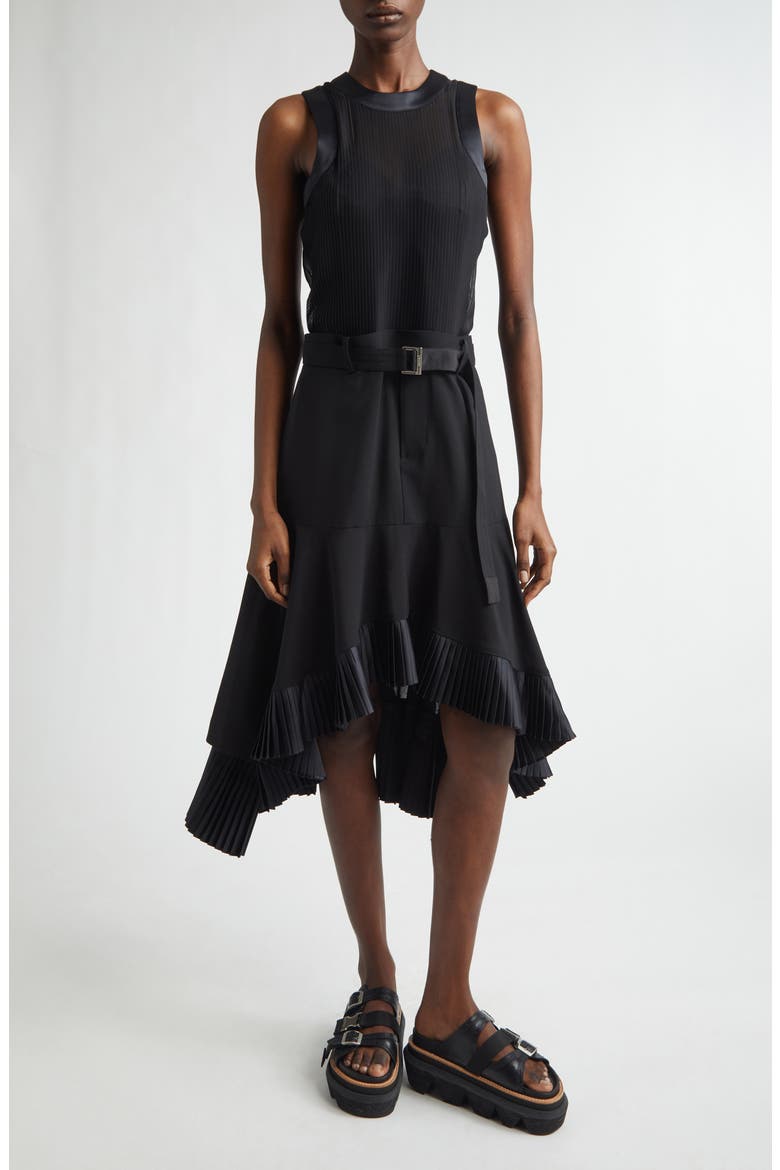 Suiting X Satin Dress, Main, color, BLACK