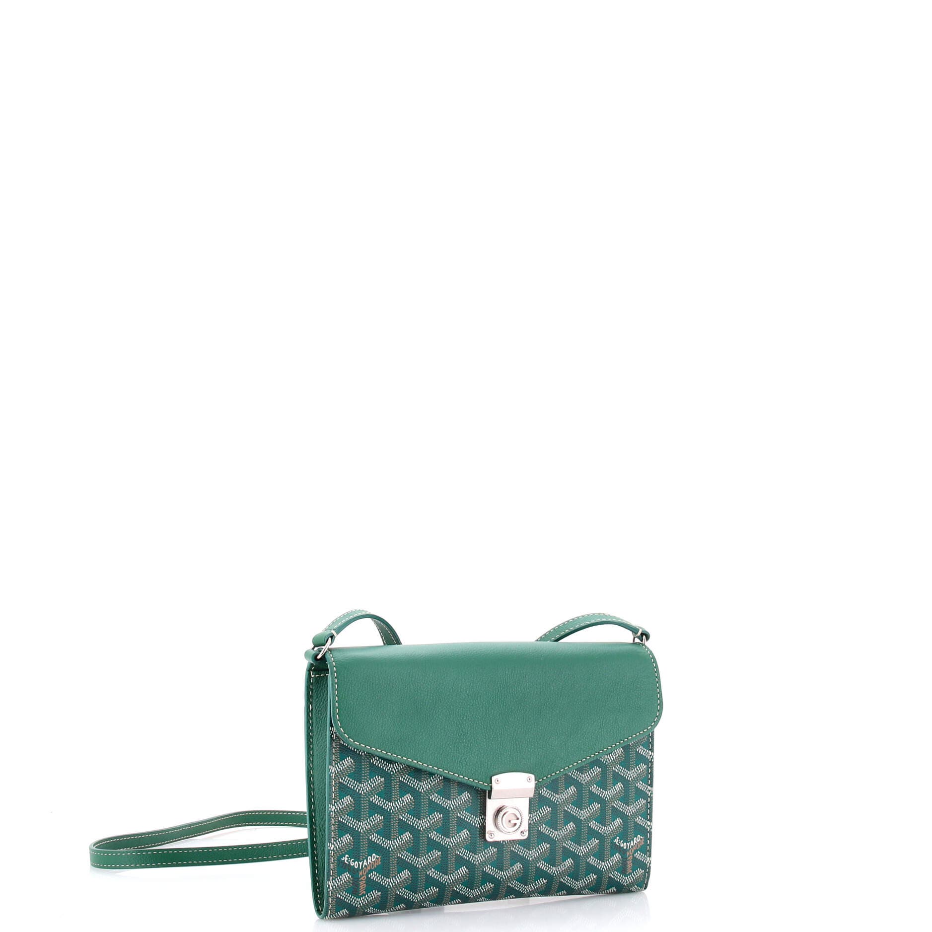 Chypre Wallet on Strap Coated Canvas with Leather, Alternate, color, Green