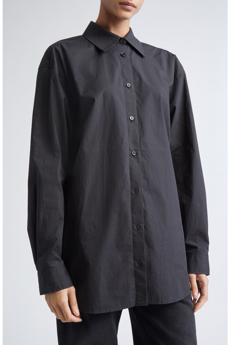 Classic Tumbled Cotton Button-Up Shirt, Alternate, color, WASHED BLACK