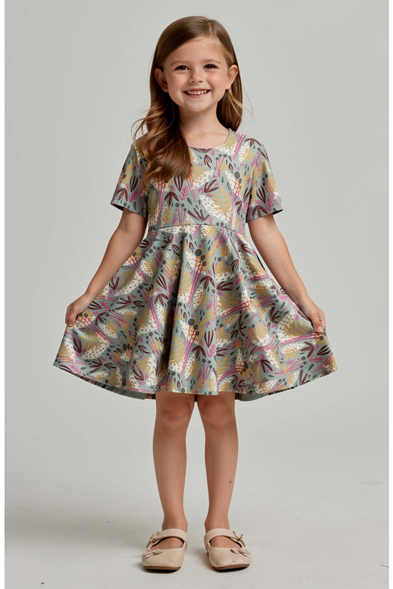 Organic Cotton Short Sleeve Print Twirl Dress, Alternate, color, Whimsy