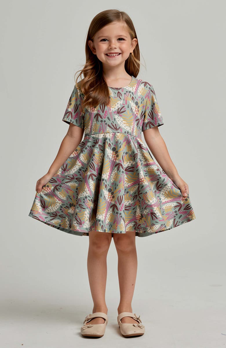 Mightly Organic Cotton Short Sleeve Print Twirl Dress, Alternate, color, Whimsy