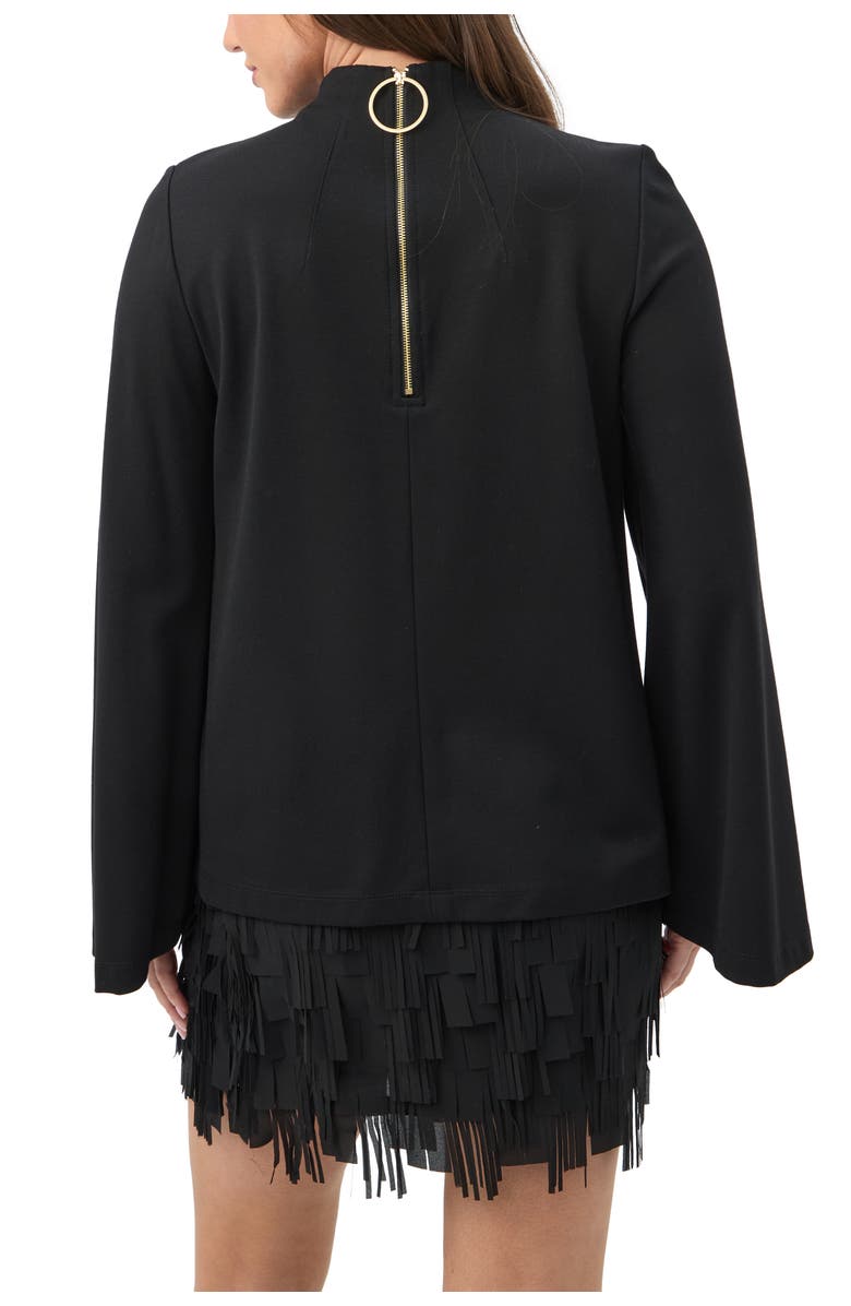 Trina Turk Duma High Neck Ponte Top, Alternate, color, Black