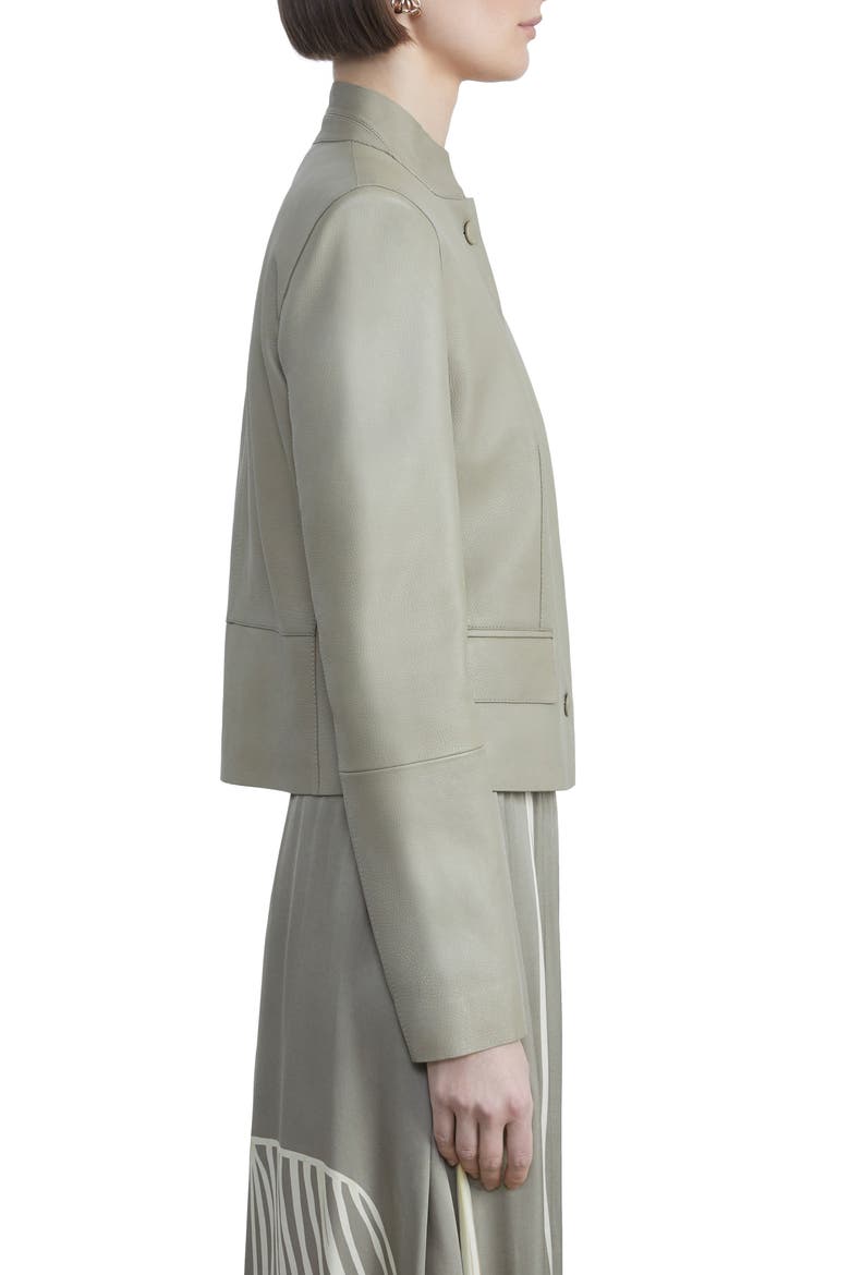 Lex Crop Leather Jacket, Alternate, color, GREEN CLAY