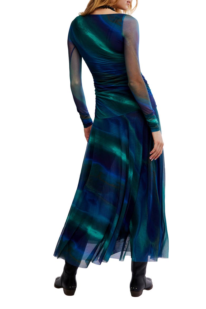 Sunnei Long Sleeve Mesh Dress, Alternate, color, DEEP OCEAN COMBO