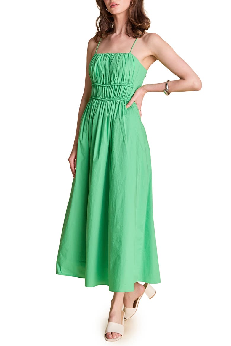 Smocked Sleeveless Maxi Dress, Alternate, color, GREEN