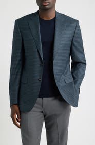 Canali Siena Regular Fit Micro Check Wool Sport Coat