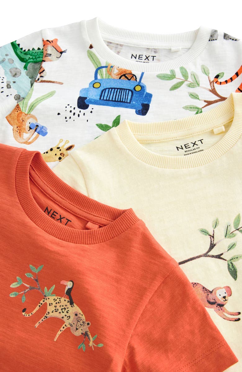 NEXT Kids' Safari Assorted 3-Pack Cotton Graphic T-Shirts, Alternate, color,
