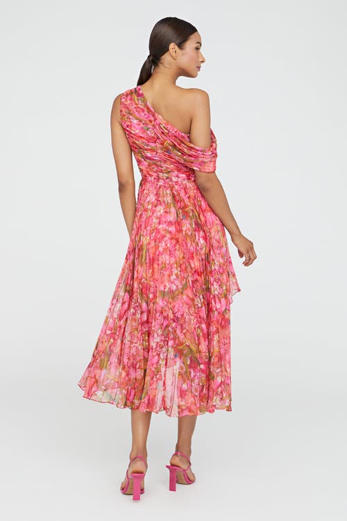 Theia Katia Draped Chiffon Dress In Pink