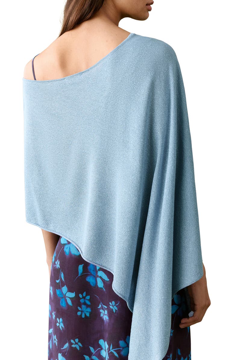 MANGO TEEN Asymmetric Metallic Knit Poncho, Alternate, color, 