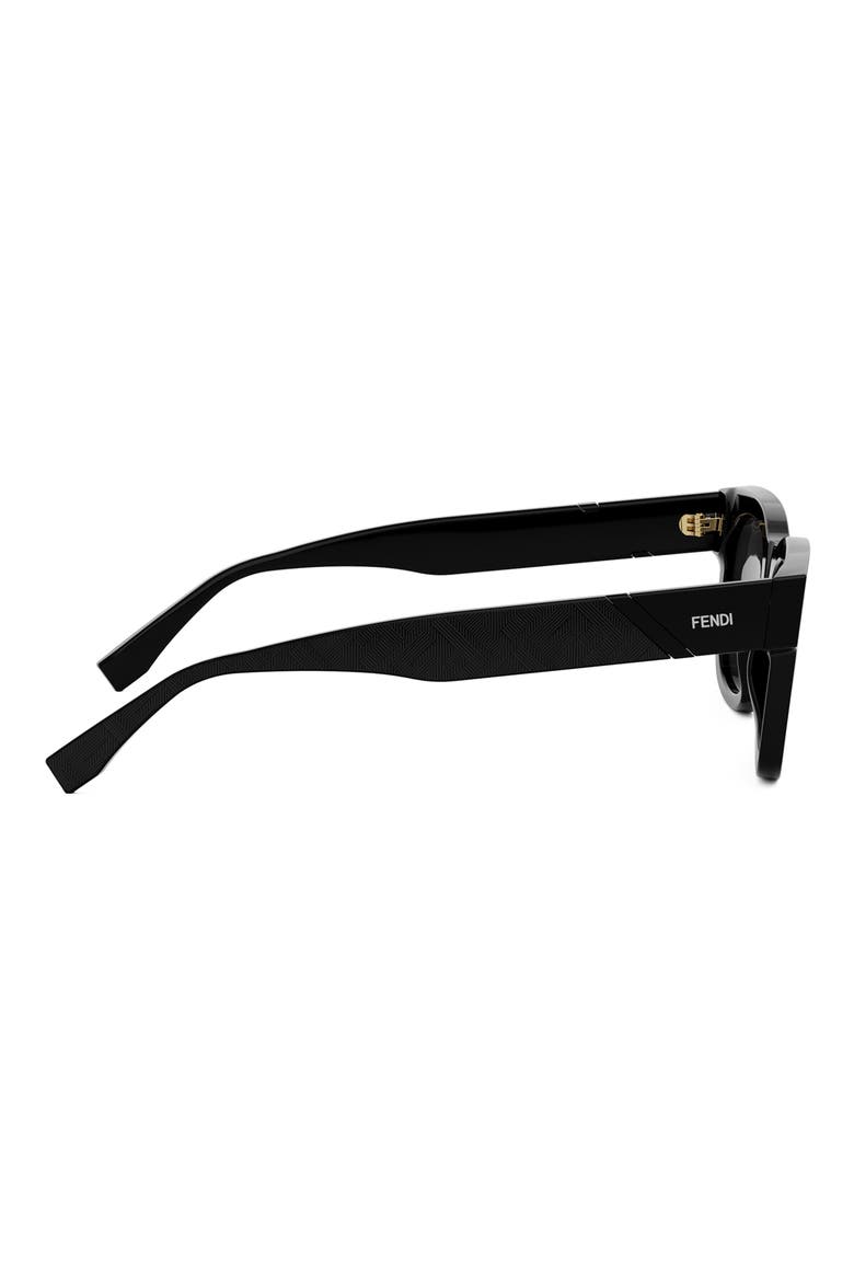 'Fendi Diagonal 51mm Square Sunglasses, Alternate, color, SHINY BLACK / SMOKE