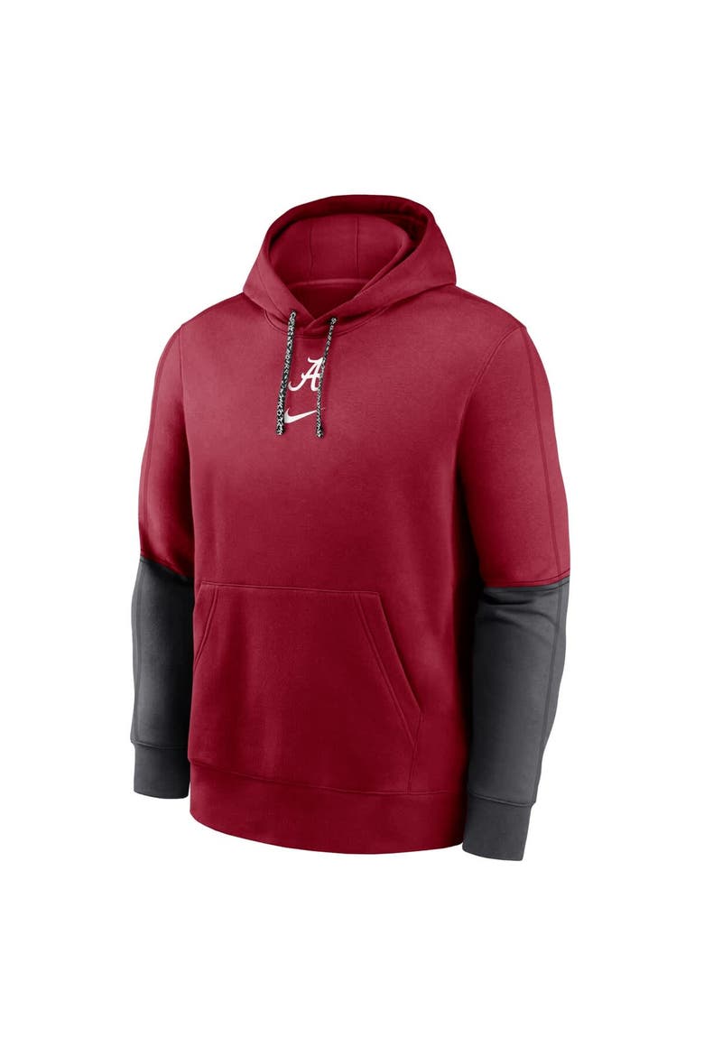 Men's Nike Crimson/Anthracite Alabama Crimson Tide 2024 Sideline Club Pullover Hoodie, Alternate, color, Crimson